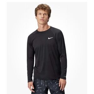NWT Nike DRI-FIT Men's Medium Swim Shirt Black L/S Top Shirt - MSRP $48